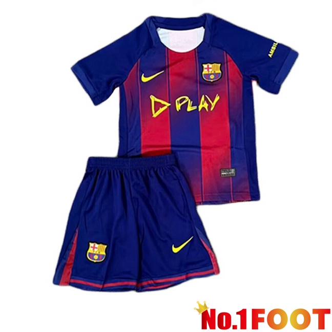 FC Barcelona Kids Home Soccer Jersey PLAY Blue Red 2025/2026