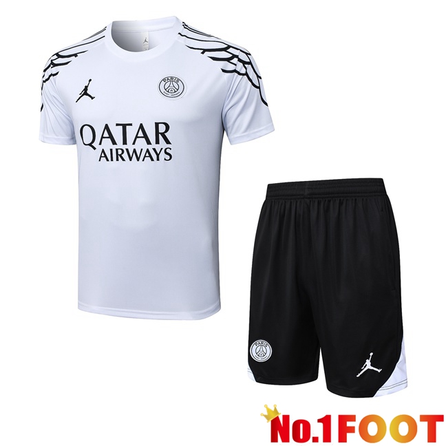 Jordan Paris PSG kit Training T Shirt + Shorts White 2025/2026