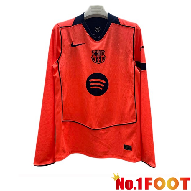 FC Barcelona Third Soccer Jersey Long sleeve Orange 2025/2026