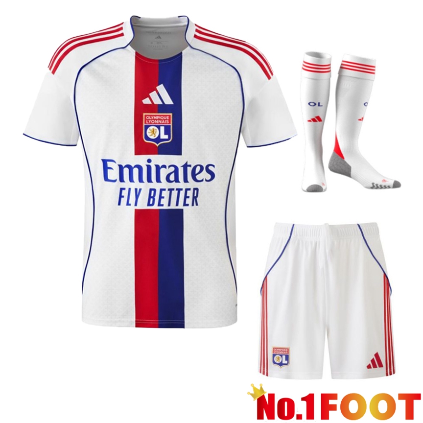 lyon OL Home kit Soccer Jersey (Shorts + Socks) 2025/2026