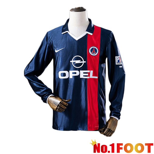 Paris PSG Retro Home Soccer Jersey Long sleeve Blue Royal 2001-2002