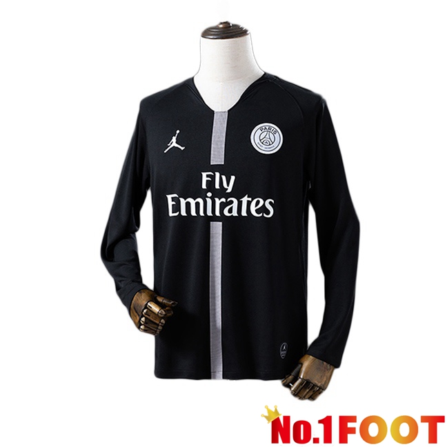 Paris PSG Retro Third Soccer Jersey Long sleeve Black 2018-2019