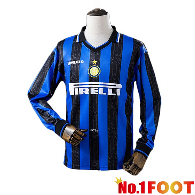 Inter Milan Retro Home Soccer Jersey Long sleeve Blue 1997-1998