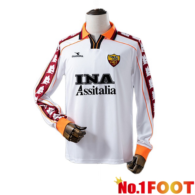 AS Rome Retro Away Soccer Jersey Long sleeve White 1998-1999