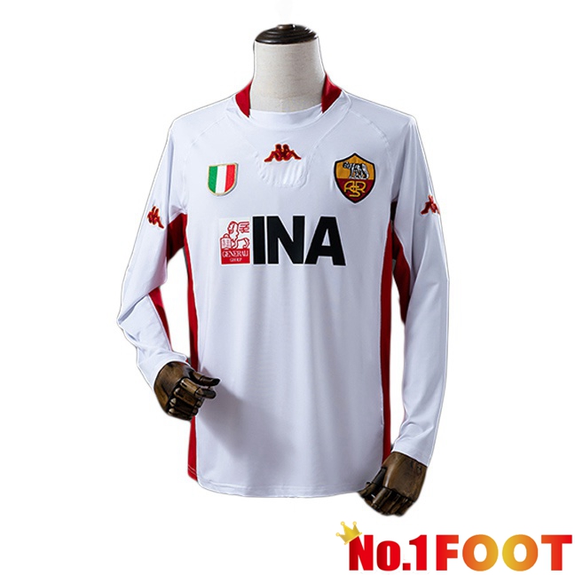 AS Rome Retro Away Soccer Jersey Long sleeve White 2001-2002
