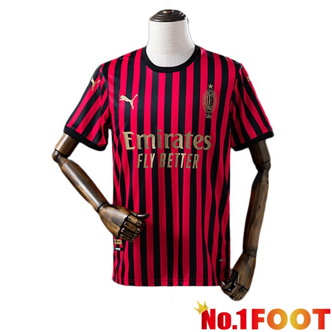 AC Milan Retro Soccer Jersey 120th Anniversary Edition Red Black