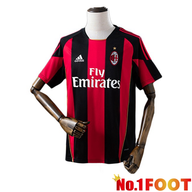 AC Milan Retro Home Soccer Jersey Red Black 2010-2011