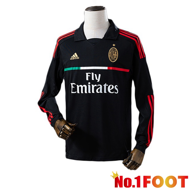 AC Milan Retro Third Soccer Jersey Long sleeve Black 2011-2012