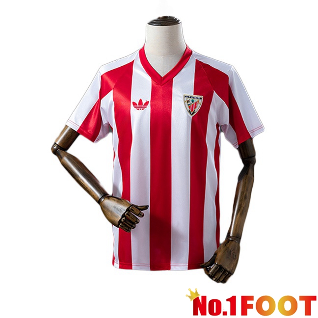 Athletic Club Retro Home Soccer Jersey Red White 1986-1987