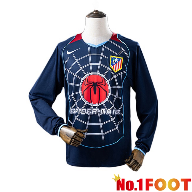 Atletico Madrid Retro Away Soccer Jersey Long sleeve Blue Royal 2004-2005