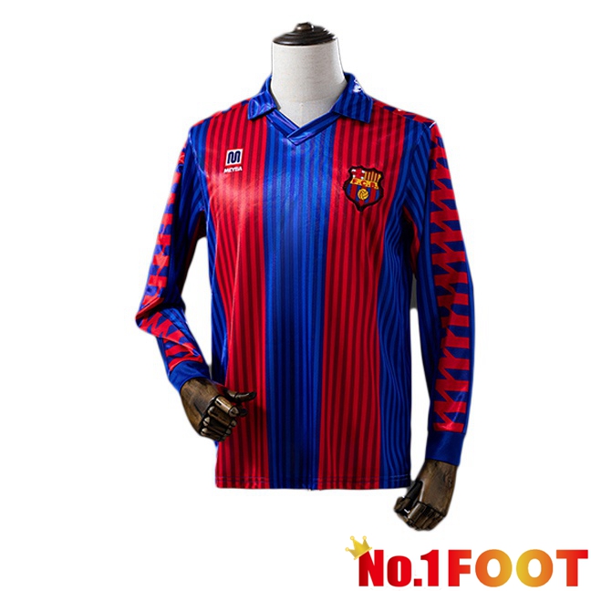 FC Barcelona Retro Home Soccer Jersey Long sleeve Red Blue 1990-1991