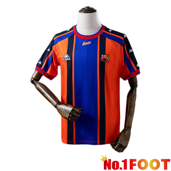 FC Barcelona Retro Away Soccer Jersey Blue Orange 1997-1998
