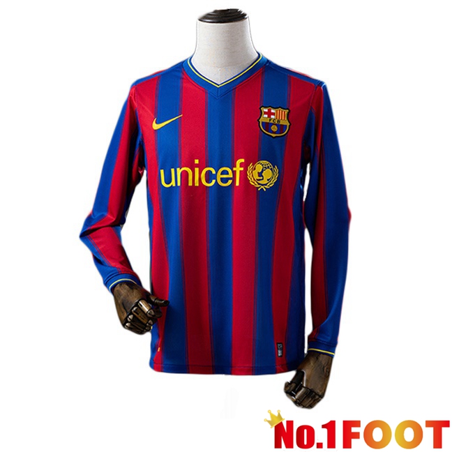 FC Barcelona Retro Home Soccer Jersey Long sleeve Red Blue 2009-2010