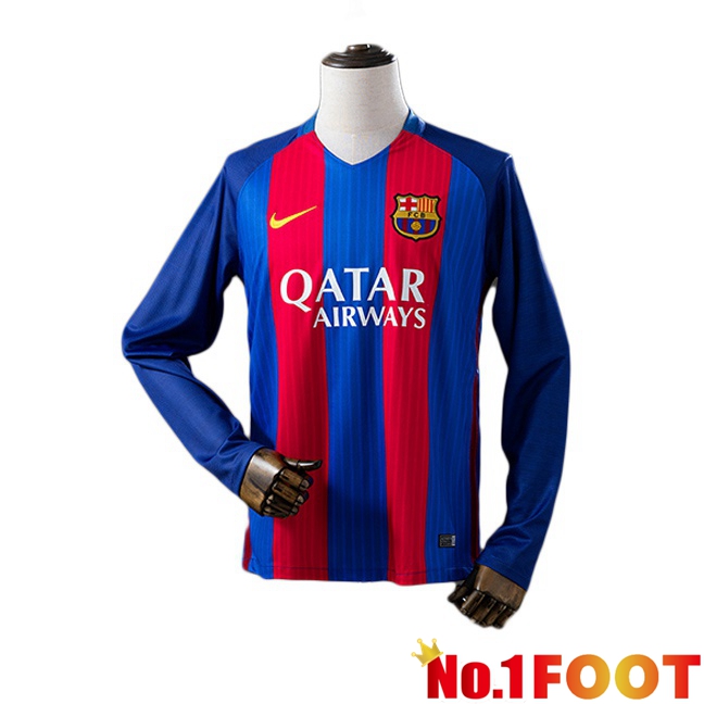 FC Barcelona Retro Home Soccer Jersey Long sleeve Red Blue 2016-2017
