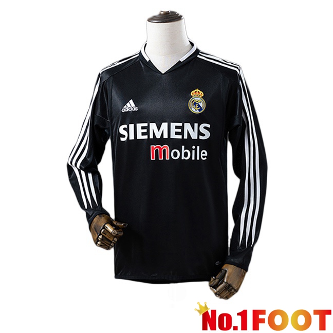 Real Madrid Retro Away Soccer Jersey Long sleeve Black 2004-2005