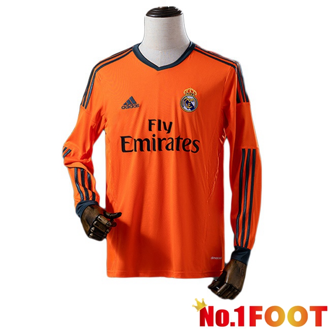 Real Madrid Retro Third Soccer Jersey Long sleeve Orange 2013-2014