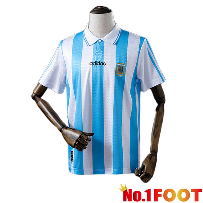 Argentina Retro Home Soccer Jersey Blue White 1994