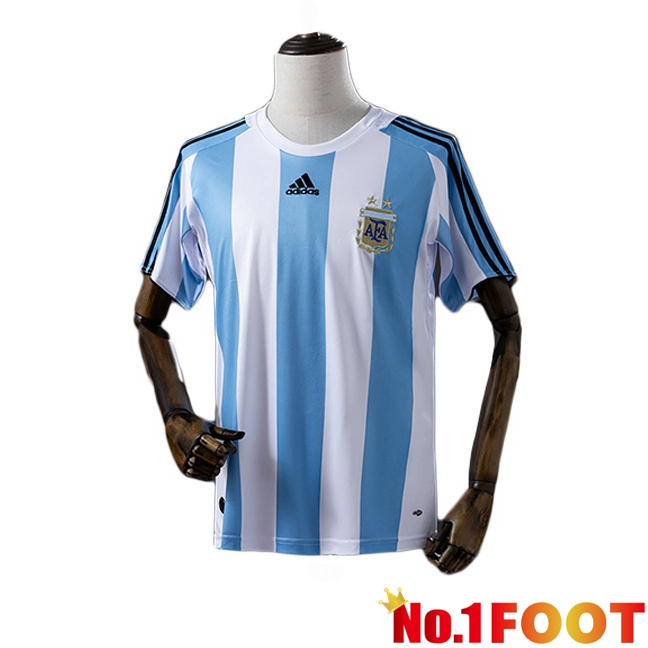 Argentina Retro Home Soccer Jersey Blue White 2008