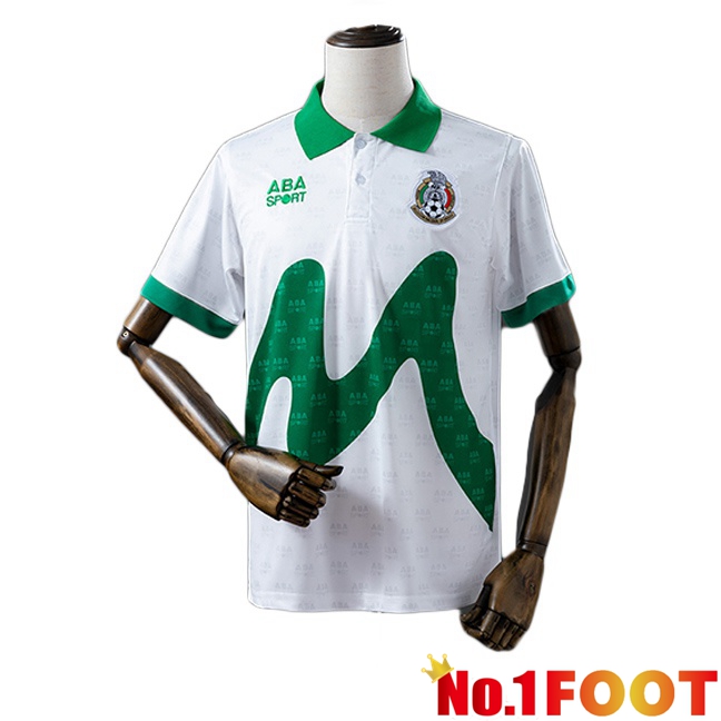Mexico Retro Away Soccer Jersey White Green 1995