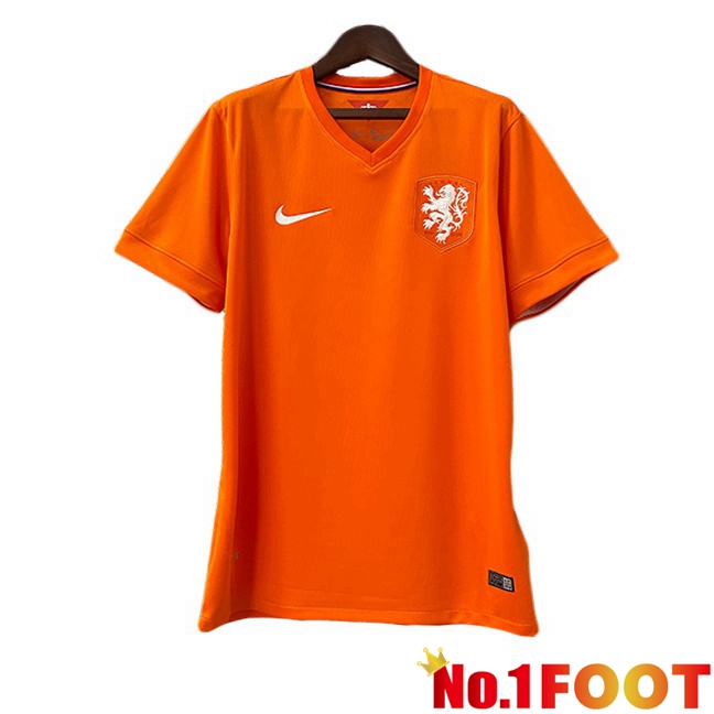 Netherlands Retro Home Soccer Jersey Orange 2014