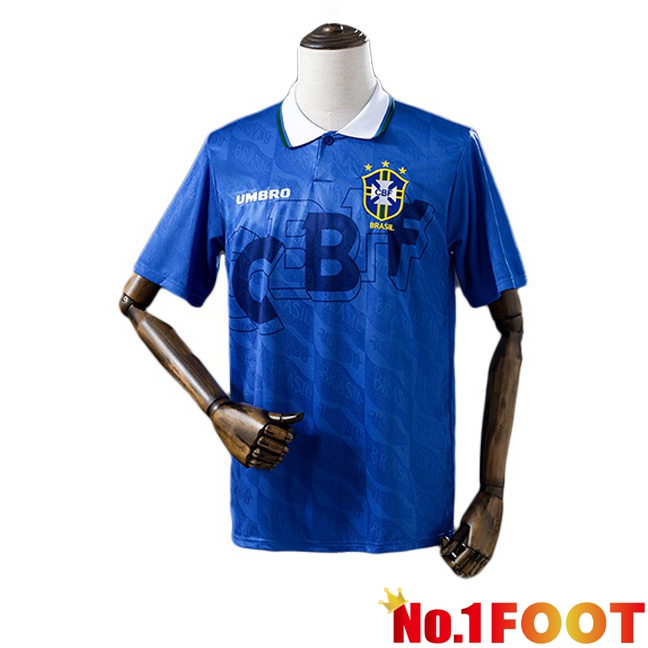 Brazil Retro Away Soccer Jersey Blue 1992-1993
