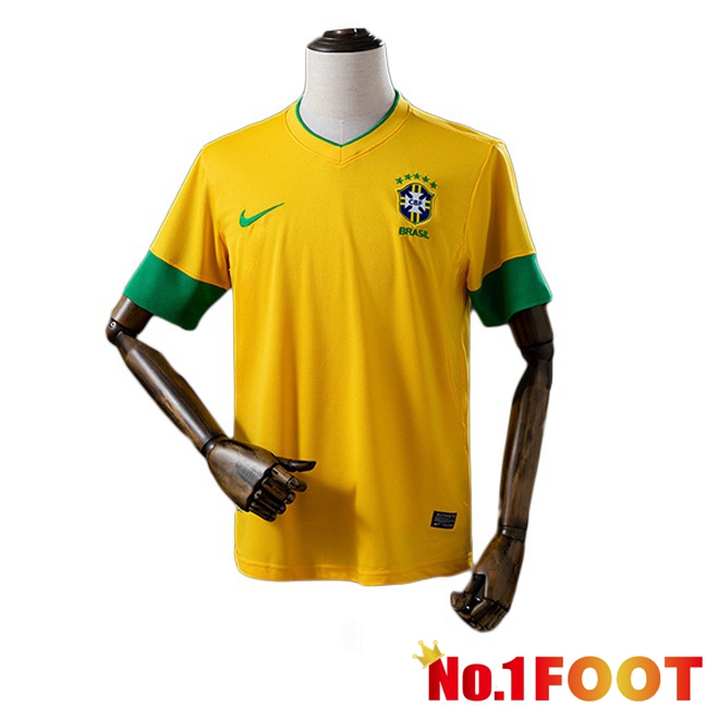 Brazil Retro Home Soccer Jersey Yellow 2012