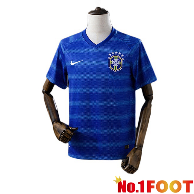 Brazil Retro Away Soccer Jersey Blue 2014