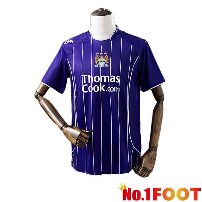 Manchester City Retro Away Soccer Jersey Purple 2007-2008