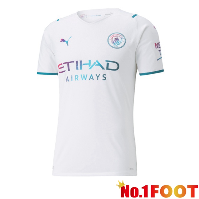 Manchester City Retro Away Soccer Jersey White 2021-2022