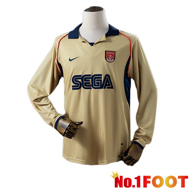 Arsenal Retro Away Soccer Jersey Long sleeve Yellow 2001-2002