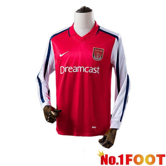 Arsenal Retro Home Soccer Jersey Long sleeve Red 2001-2002