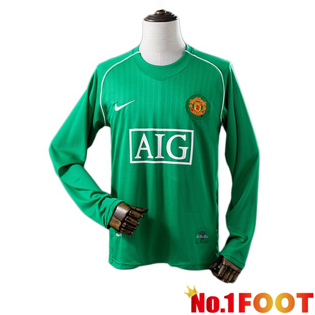 Manchester United Retro Goalkeeper Soccer Jersey Long sleeve Green 2007-2008