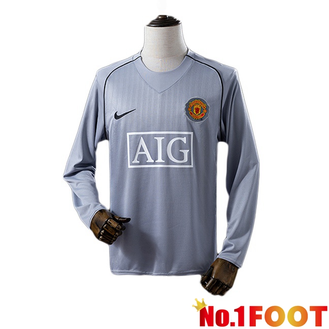 Manchester United Retro Goalkeeper Soccer Jersey Long sleeve Grey 2007-2008