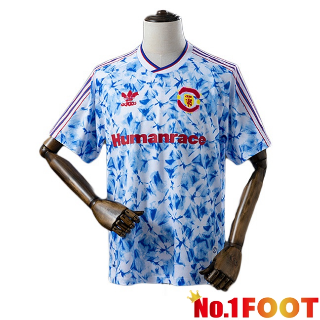 Manchester United Human Race Retro Soccer Jersey Special Edition Blue White 2020-2021