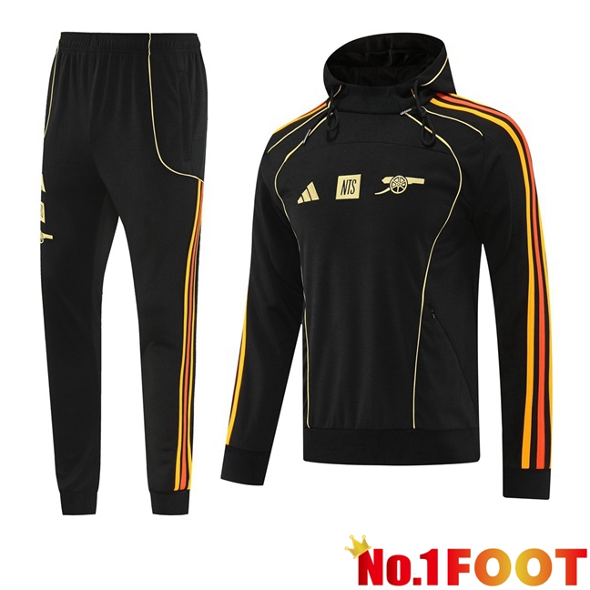 Arsenal Training Tracksuit - Training Sweatshirt Hoodie Black 2025/2026