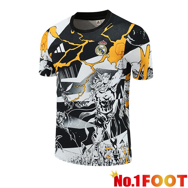 Real Madrid Training T Shirt Black White 2025/2026
