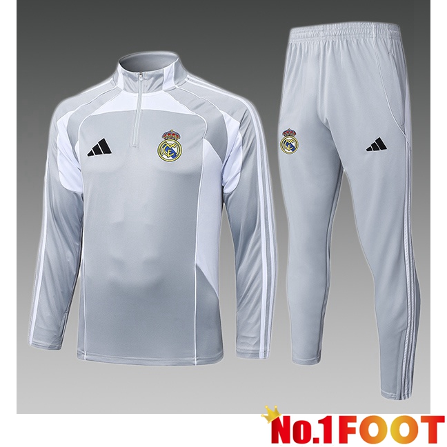 Real Madrid kit Training Tracksuit Kids Grey 2025/2026