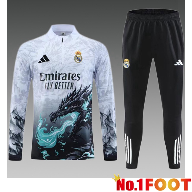 Real Madrid kit Training Tracksuit Kids White 2025/2026