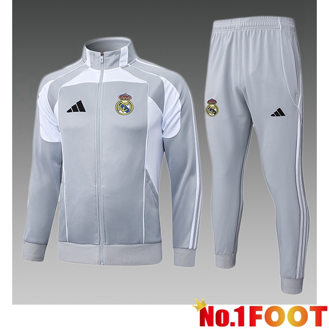 Real Madrid Kids kit Training Tracksuit - Training Jacket Grey 2025/2026