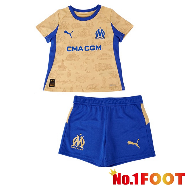 Marseille OM Kids Fourth Soccer Jersey Yellow 2025/2026
