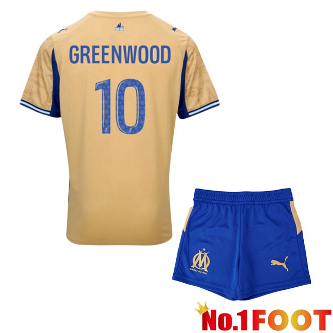 Marseille OM (GREENWOOD 10) Kids Fourth Soccer Jersey Yellow 2025/2026