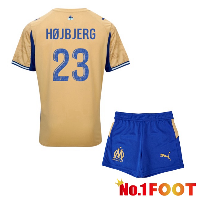 Marseille OM (HØJBJERG 23) Kids Fourth Soccer Jersey Yellow 2025/2026