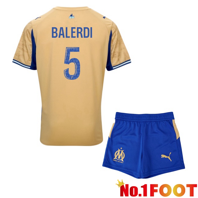 Marseille OM (BALERDI 5) Kids Fourth Soccer Jersey Yellow 2025/2026