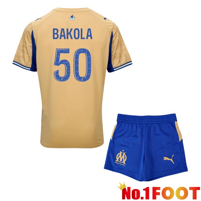 Marseille OM (BAKOLA 50) Kids Fourth Soccer Jersey Yellow 2025/2026