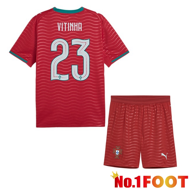 Portugal (Vitinha 23) Kids Home Soccer Jersey Red 2026/2027