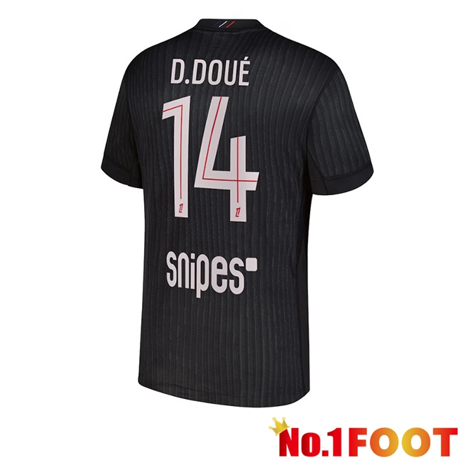 Paris PSG (D. Doué 14) Fourth Soccer Jersey Black 2025/2026