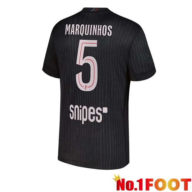 Paris PSG (Marquinhos 5) Fourth Soccer Jersey Black 2025/2026