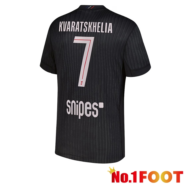 Paris PSG (Kvaratskhelia 7) Fourth Soccer Jersey Black 2025/2026