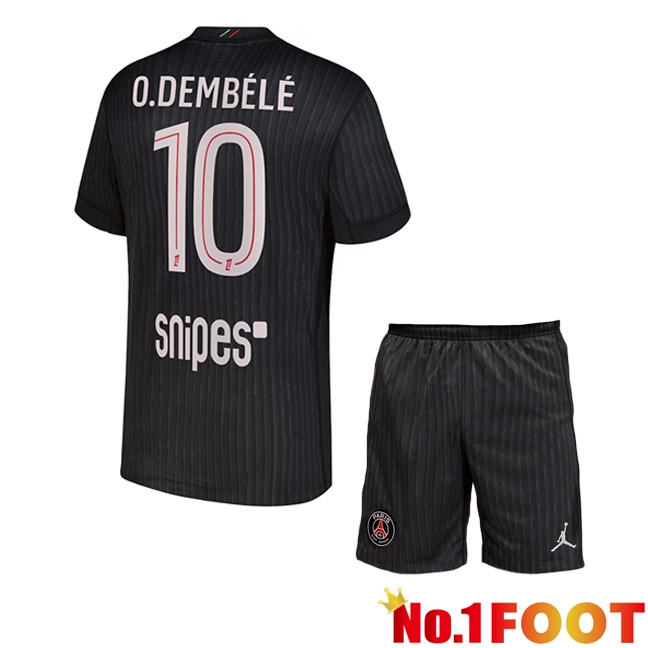 Paris PSG (O. Dembélé 10) Kids Fourth Soccer Jersey Black 2025/2026