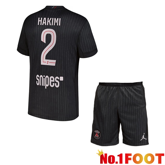 Paris PSG (Hakimi 2) Kids Fourth Soccer Jersey Black 2025/2026